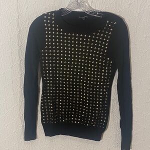 Express Black Sweater with Gold Accents Party Impression Glamorous Polished